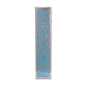 Wide Mezuzah Case with Pomegranates, Turquoise