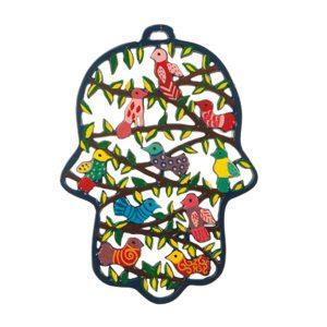 Large Laser-Cut Hamsa - Birds on Branches