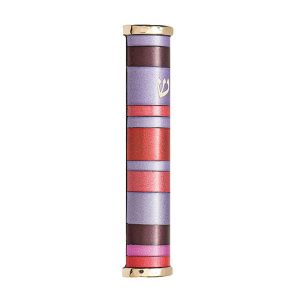 Striped Mezuzah Case in Bordeaux and Lilac
