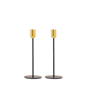 Tall Black and Gold Shabbat Candlesticks 23 cm