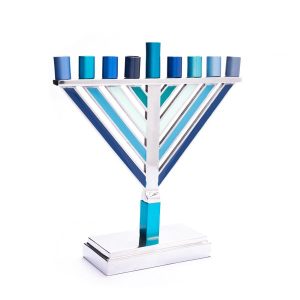 Small Chabad Hanukkah Menorah in Blue