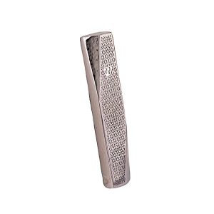 Geometric Mezuzah Case with Stars of David, Silver