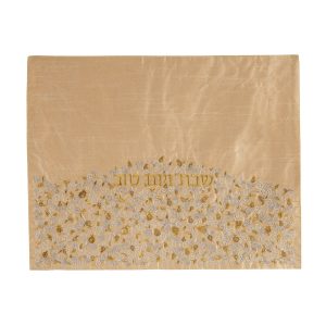 Champagne Challah Cover with Embroidered Pomegranates