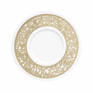 White Kiddush Cup with Gold Pomegranate Cutout