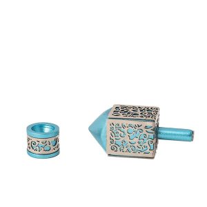 Small Dreidel with Pomegranates Cutout in Turquoise
