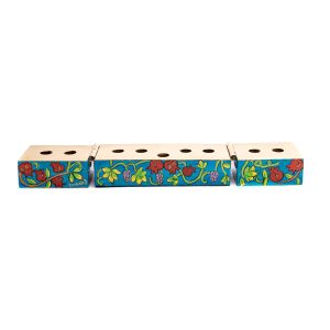 Wooden Hanukkah Menorah and Shabbat Candle Holder - Pomegranates