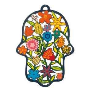 Large Laser-Cut Hamsa - Field of Flowers