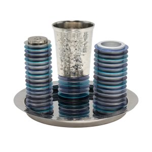 Havdalah Set with Discs in Shades of Blue