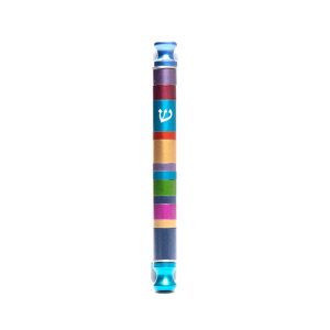 Cylinder Mezuzah Case with Colorful Stripes