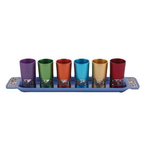 Colorful Kiddush Cups Set with Pomegranates Cutout