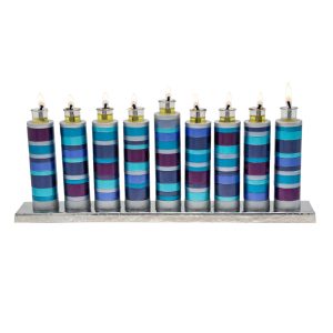 Rings Hanukkah Menorah in Blue and Purple