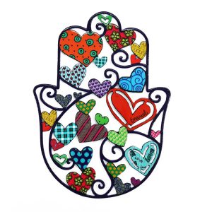 Small Hamsa Wall Hanging with Hearts