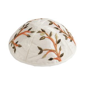 Embroidered Kippah with a Tree of Life, Brown