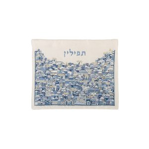 Tefillin Bag with Jerusalem in Blue and White
