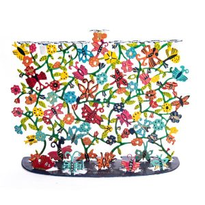 Laser-Cut Butterflies and Flowers Hanukkah Menorah