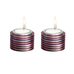 Burgundy Disc Tea Light Candlesticks