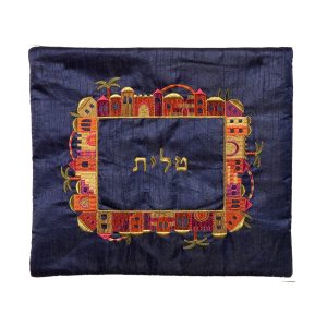 Tallit Bag with Jerusalem Frame on Dark Blue