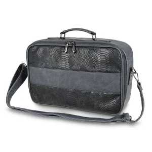 Compact Tallit Suitcase Bag in an Elegant Design - Dark Blue Faux Leather in 2 Textures