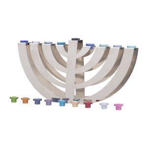 Modern White Hanukkah Menorah with Arches