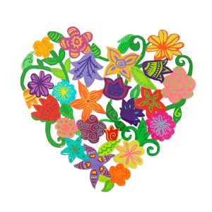 Small Laser-Cut Metal Heart - Flowers