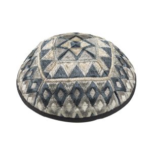 Silver Squares Embroidered Kippah