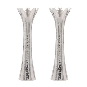 Silver Flower Shabbat Candlesticks 21 cm