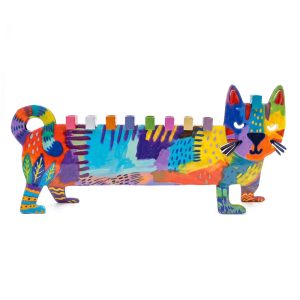 Colorful Cat Hanukkah Menorah