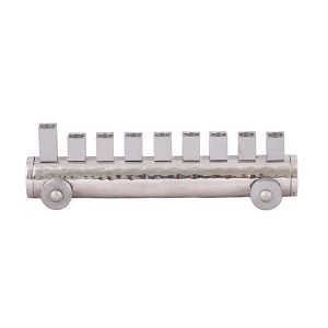 Small Silver Train Hanukkah Menorah