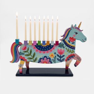 Unicorn Hanukkah Menorah