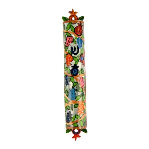 Hand-Painted Mezuzah Case with Pomegranates