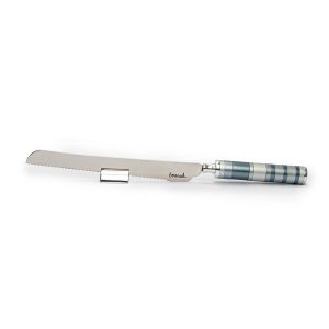 Challah Knife with Gray Rings on Stand