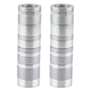 Small Cylinder Shabbat Candlesticks in Matte and Shiny Silver