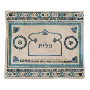 Linen Tallit Bag with Turquoise Arch