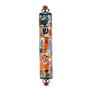 Hand-Painted Mezuzah Case with Birds