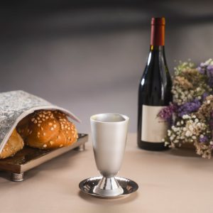 Tall Kiddush Cup in Natural Silver