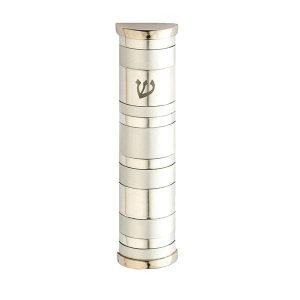 Striped Mezuzah Case in Natural Tone