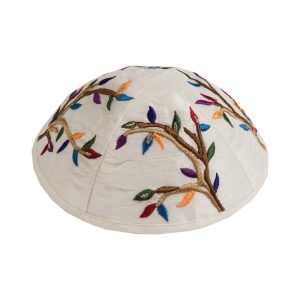 Embroidered Kippah with a Tree of Life, Colorful