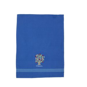 Blue Kitchen Towel - Embroidered Tree, ISRAEL