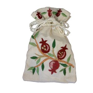 Embroidered Besamim Pouch with Pomegranate Branch