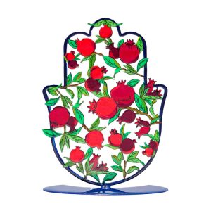Medium Standing Hamsa with Red Pomegranates