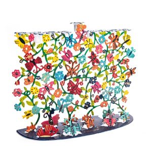 Laser-Cut Butterflies and Flowers Hanukkah Menorah