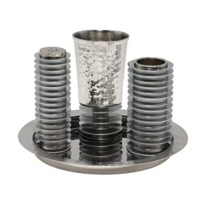 Havdalah Set with Matte and Shiny Silver Discs