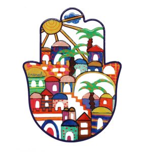 Small Hamsa Wall Hanging with Jerusalem