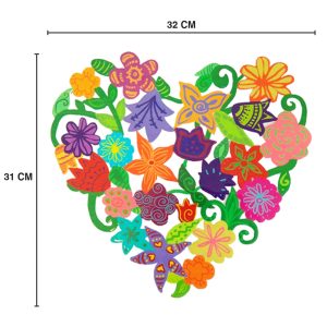 Large Laser-Cut Metal Heart - Flowers
