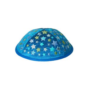 Children's Kippah with Stars, Blue