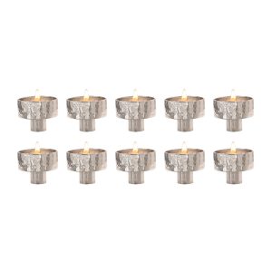 Set of 10 Hammered Tea Light Adapters