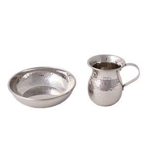 Hammered Stainless Steel Mayim Acharonim Set