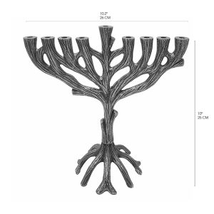 Silver Tree of Life Hanukkah Menorah, 25 cm