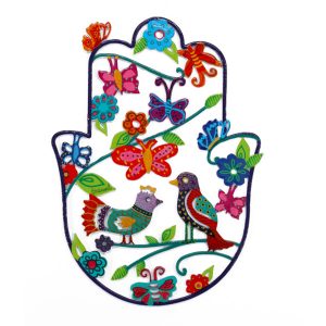 Small Hamsa Wall Hanging with Colorful Birds