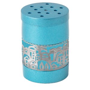 Besamim Container in Turquoise with a Jerusalem Design